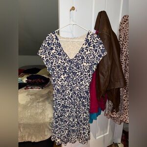 Garnet Hill Cream and blue floral dress